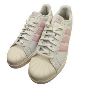 Adidas Street Talk Bold Women Sneakers Size 10 White Pink Leather Shell Toe NIB